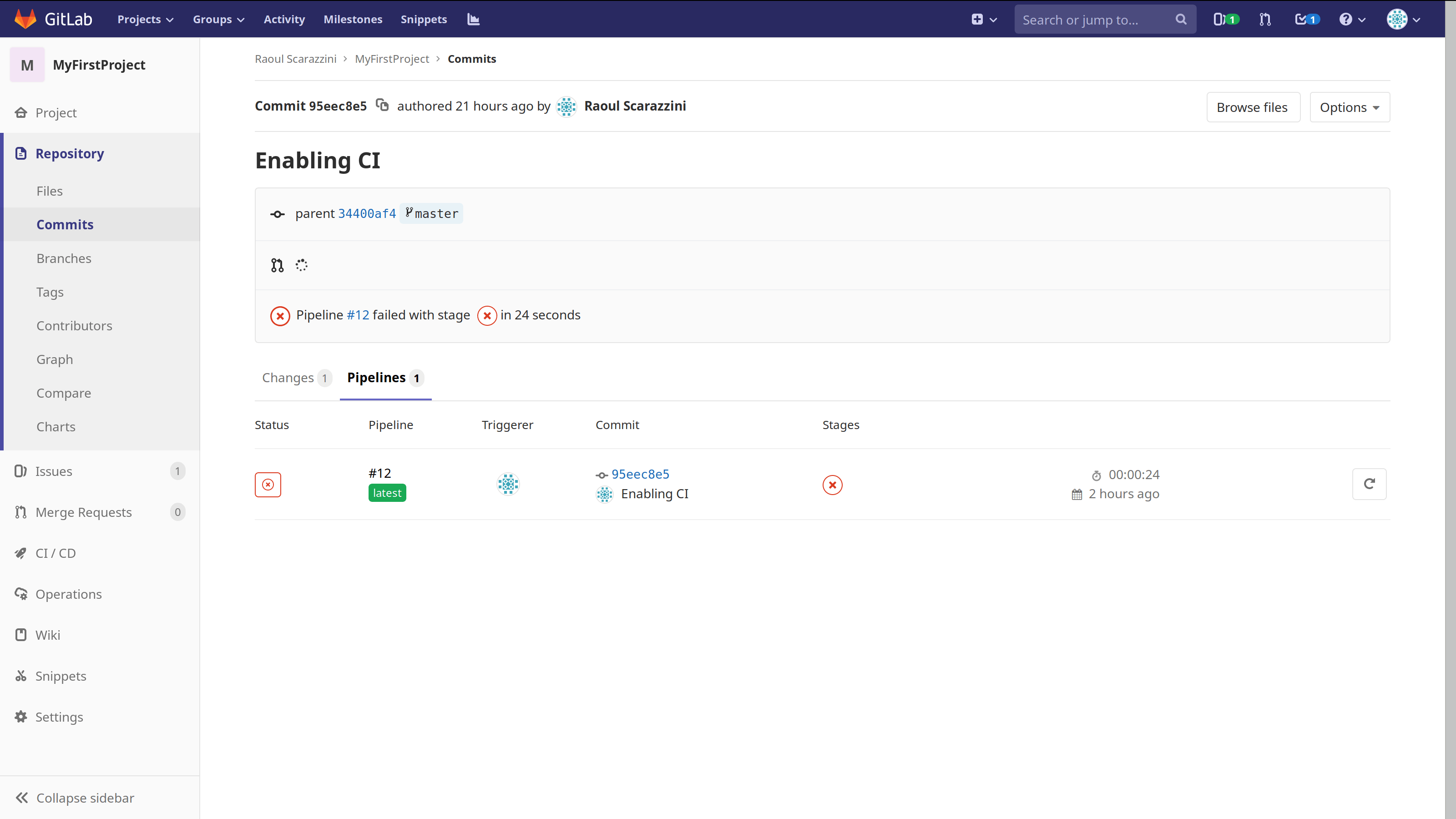 GitLab 3 Commit Status