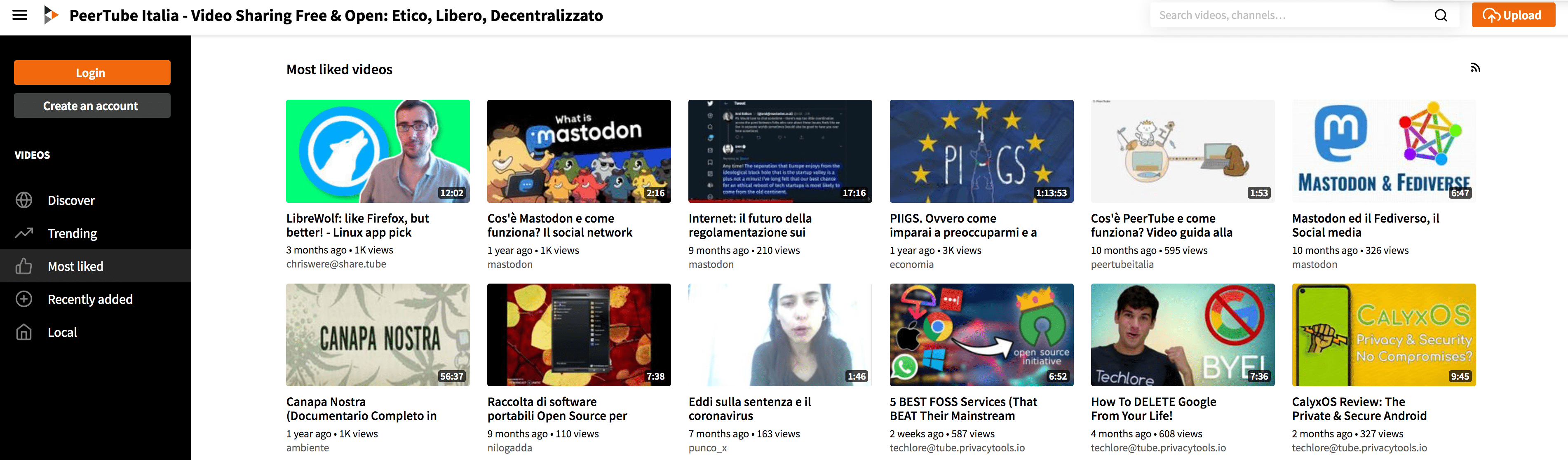 PeerTube e la donazione da 10.000€ del progetto Debian 1 Screen Shot 2020 11 05 at 15.51.55