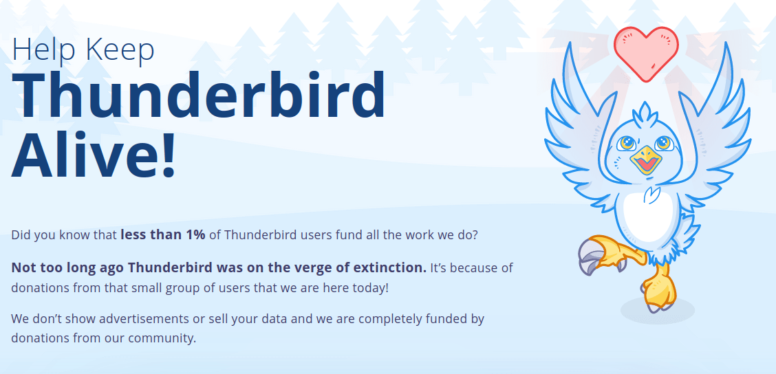 Open-source può voler dire gratis, certo, ma certe volte donare fa bene, e quelli del progetto Thunderbird lo sanno bene!